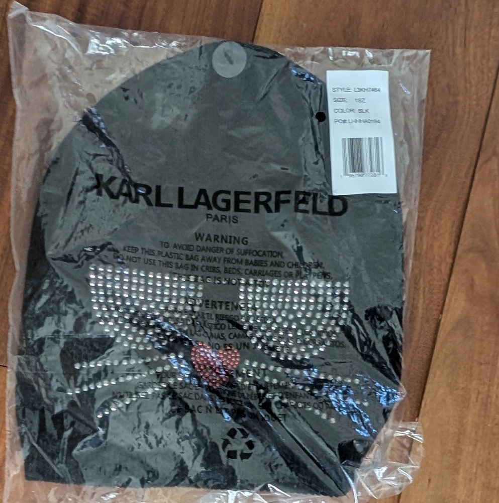 Karl Lagerfeld Slouchy Cat Black Rhinestone Beanie Nwt ❤️